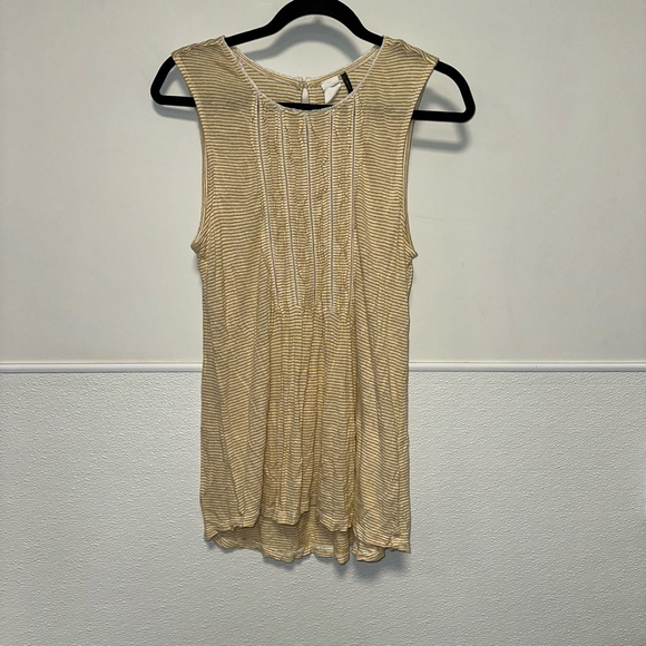 Anthropologie Tops - Women's Anthropologie Tank Top Size M mustard Yellow Striped Sleeveless